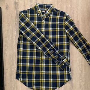 Blue and yellow plaid button down